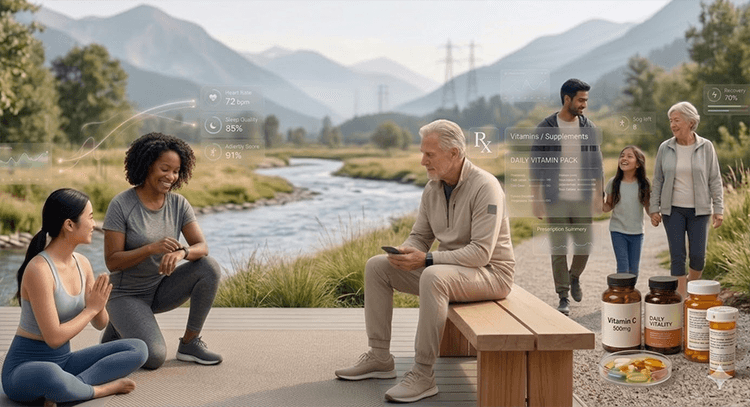 Placeholder hero image — diverse people representing wellness and care. Replace when final art is ready.